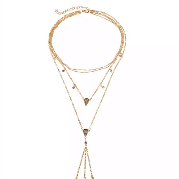 {Rowan} dainty gold layered crystal bling necklace - Picture 2 of 6